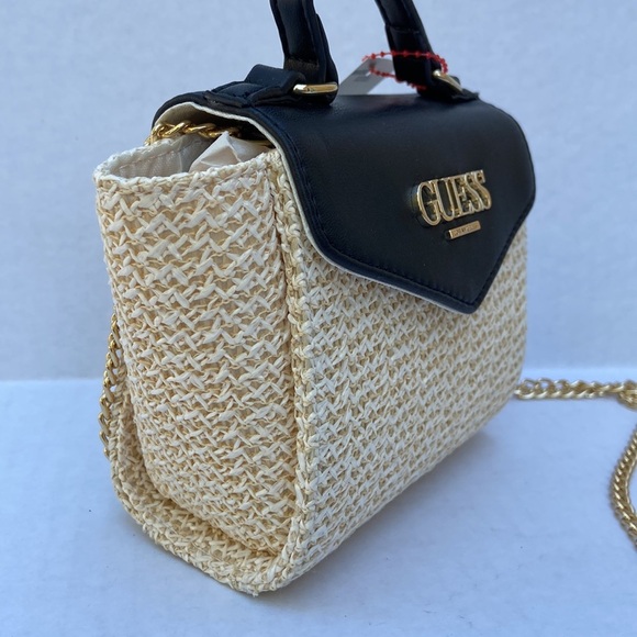 New GUESS BLAIRE SATCHEL CROSSBODY HANDBAG Mini Straw Shoulder Bag - Picture 4 of 7